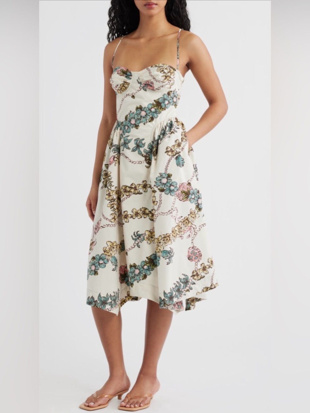 Cherish Printed‎ MIDI Dress NWOT ivory combo